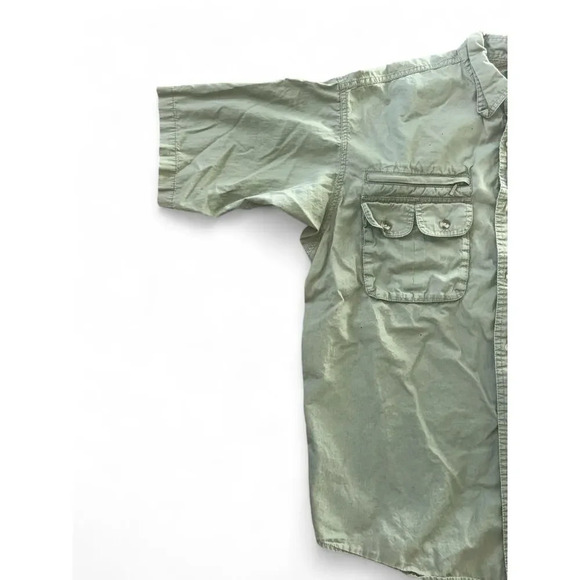 Cabelas Men's Outdoor Short Sleeve Button Down Hunter Green Vented Size M - Picture 3 of 8